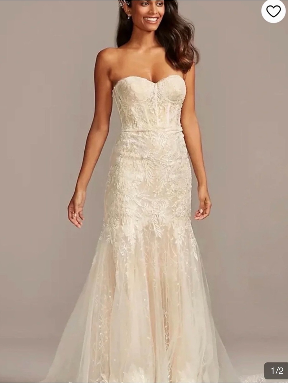 Strapless Lace Mermaid Wedding Dress in Ivory